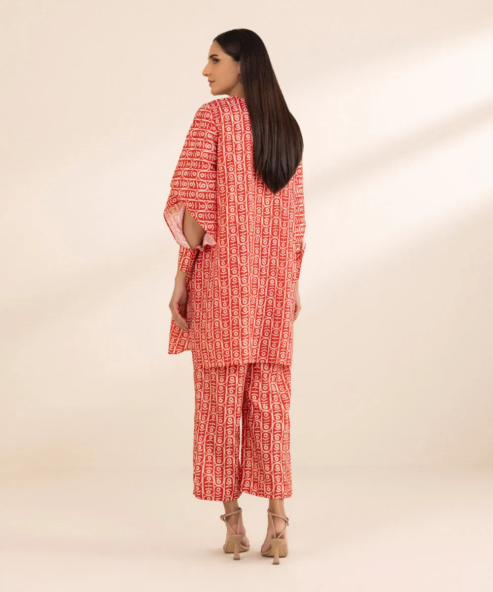 2 Piece - Printed Silk Suit