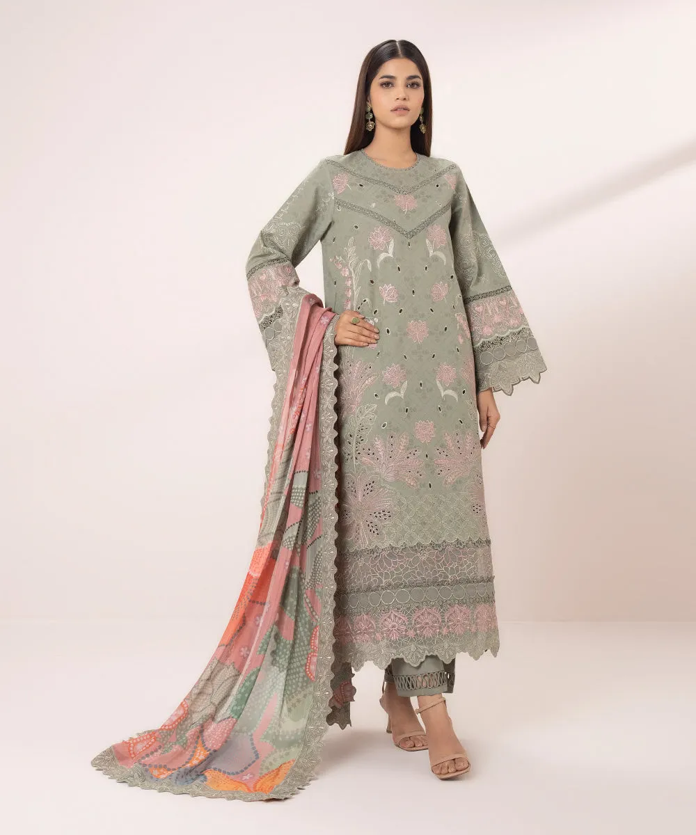 3 Piece - Embroidered Jacquard Suit