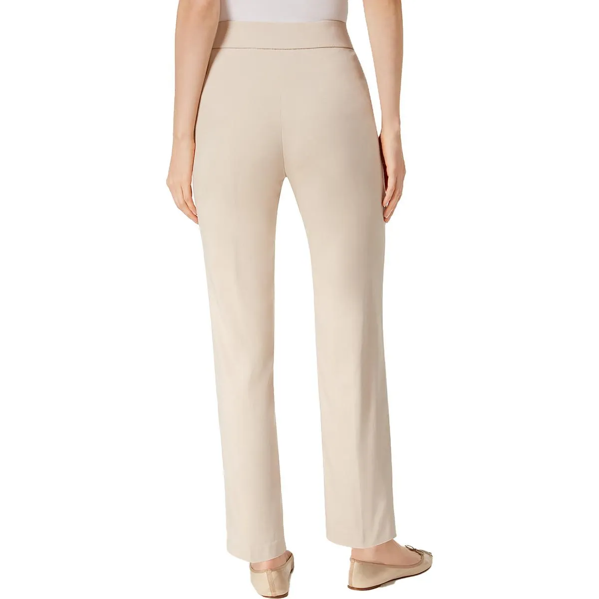 Alfred Dunner Womens Petites High Rise Slimming Straight Leg Pants