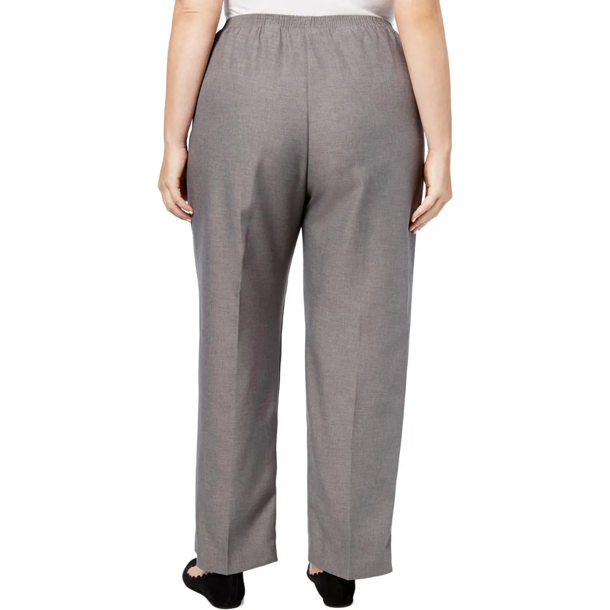 Alfred Dunner Womens Plus Stretch Elastic-Waist Straight Leg Pants