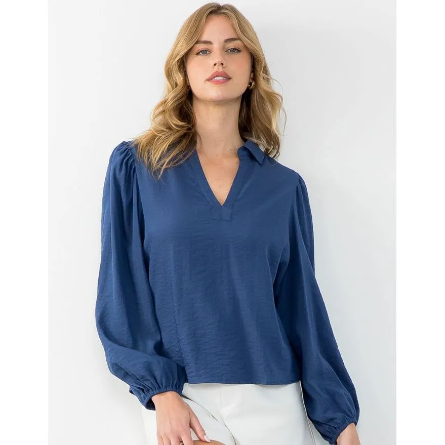 Bianca Long Sleeve Collared THML Top