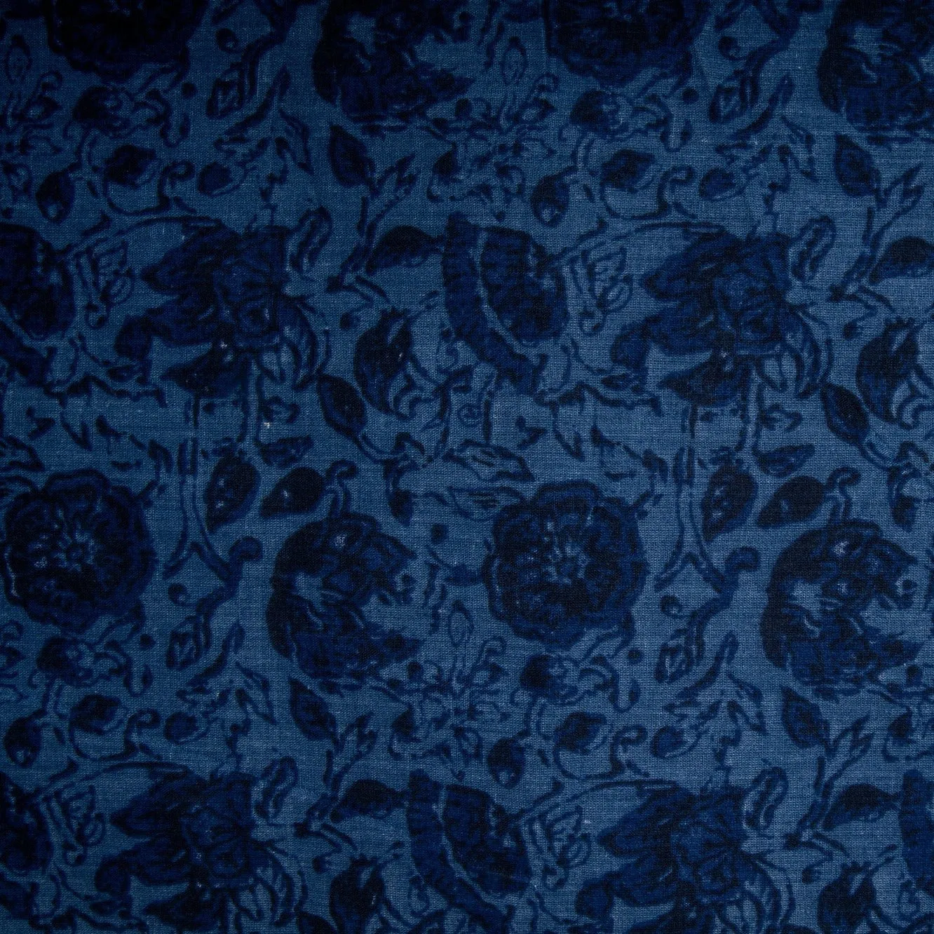 54-Inch Blue Floral Print Cotton Fabric - Soft Plain Weave for Versatile Sewing Projects