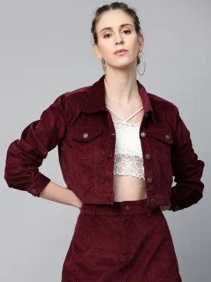 Burgundy Corduroy Boxy Jacket