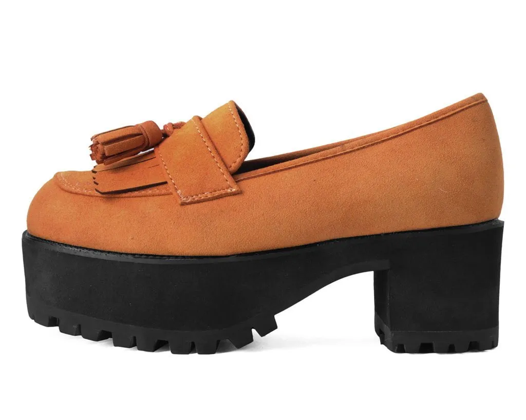 Burnt Orange Fringe Loafer Platform