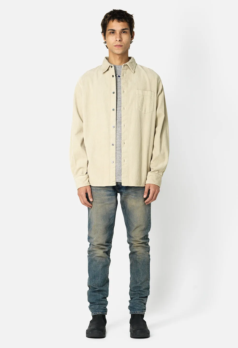 Corduroy Cloak Button Up / Beige