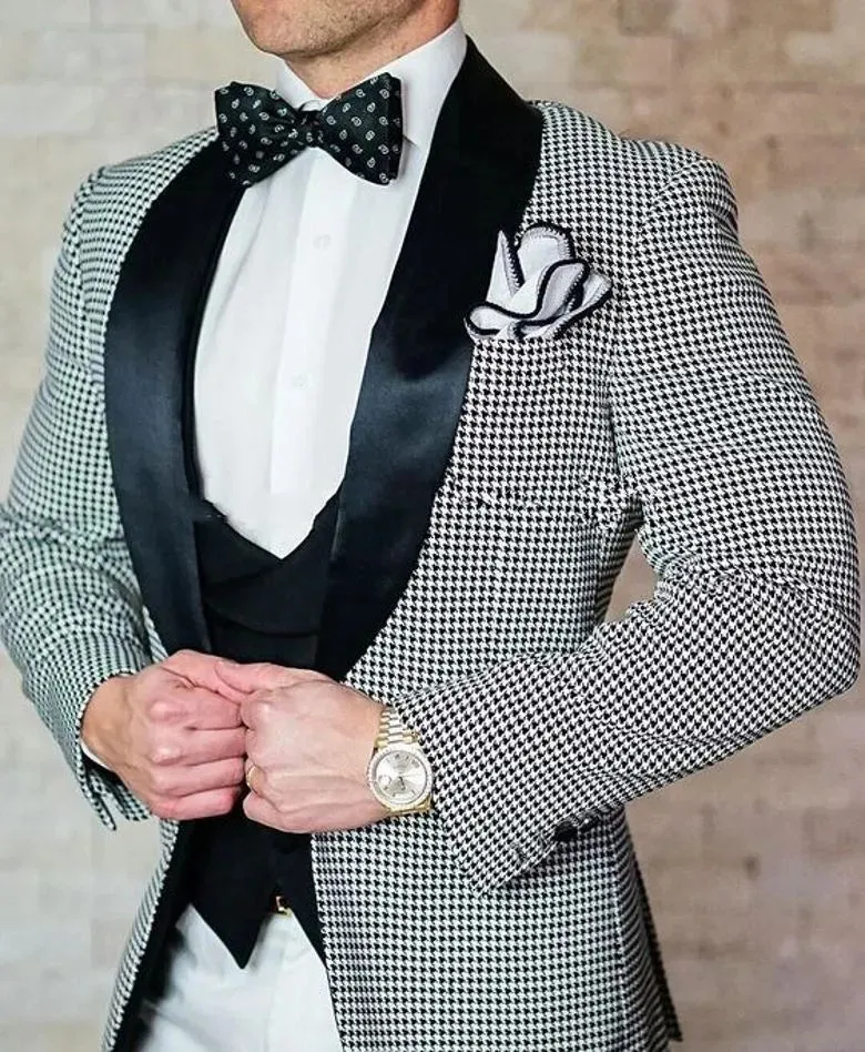 Customize Groom Tuxedos Big Shawl Collar Men Party Business Suits 3 Piece Prom Blazer Dress W1500