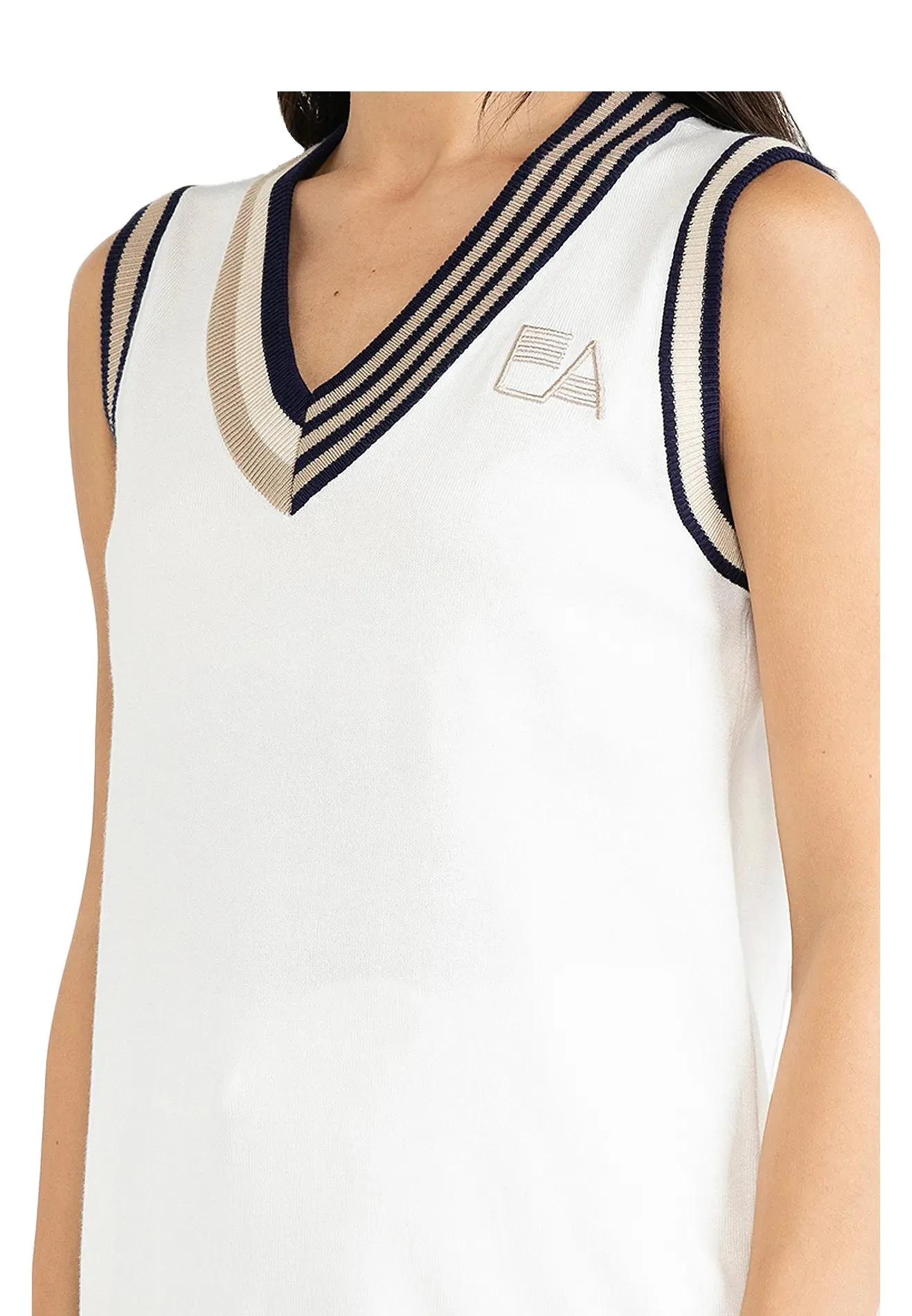 ELLE Active Striped V-Neck Knitted Vest