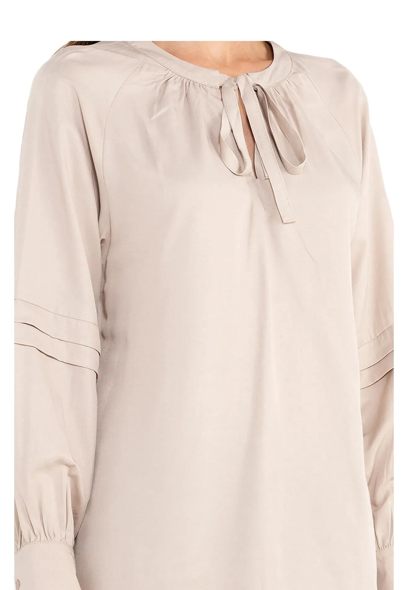 ELLE Apparel Long Sleeves Tie Neck Blouse