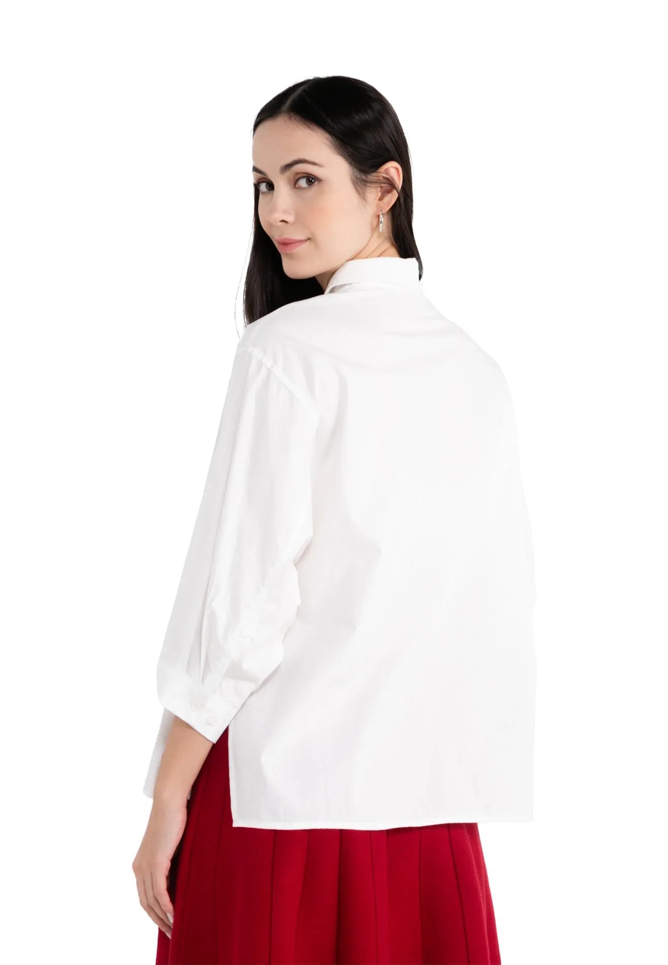 ELLE Apparel Plain Collar Half Length Sleeves Top