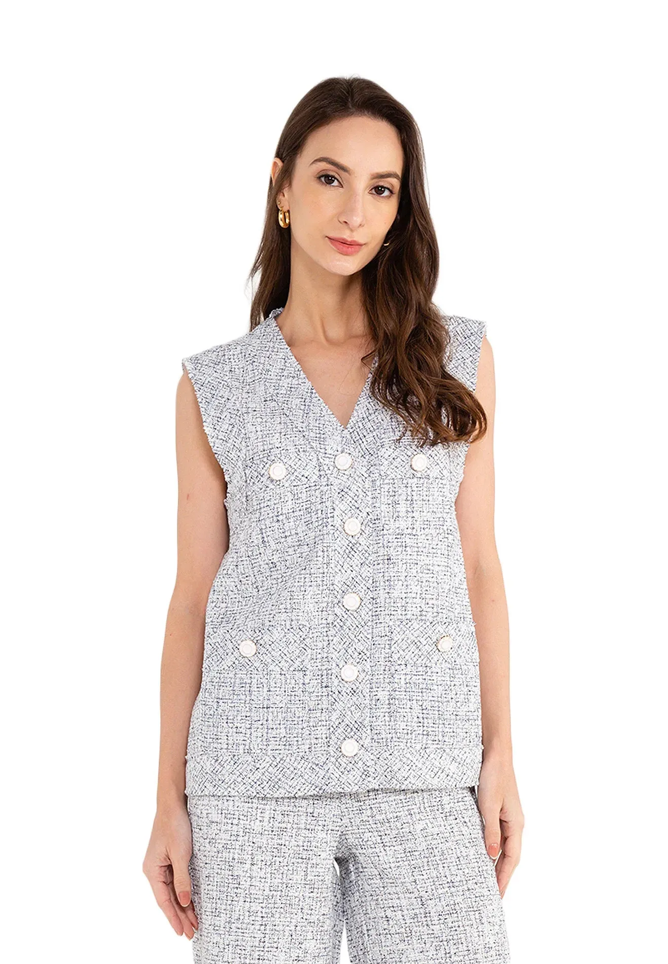 ELLE Apparel Sleeveless Tweed Vest