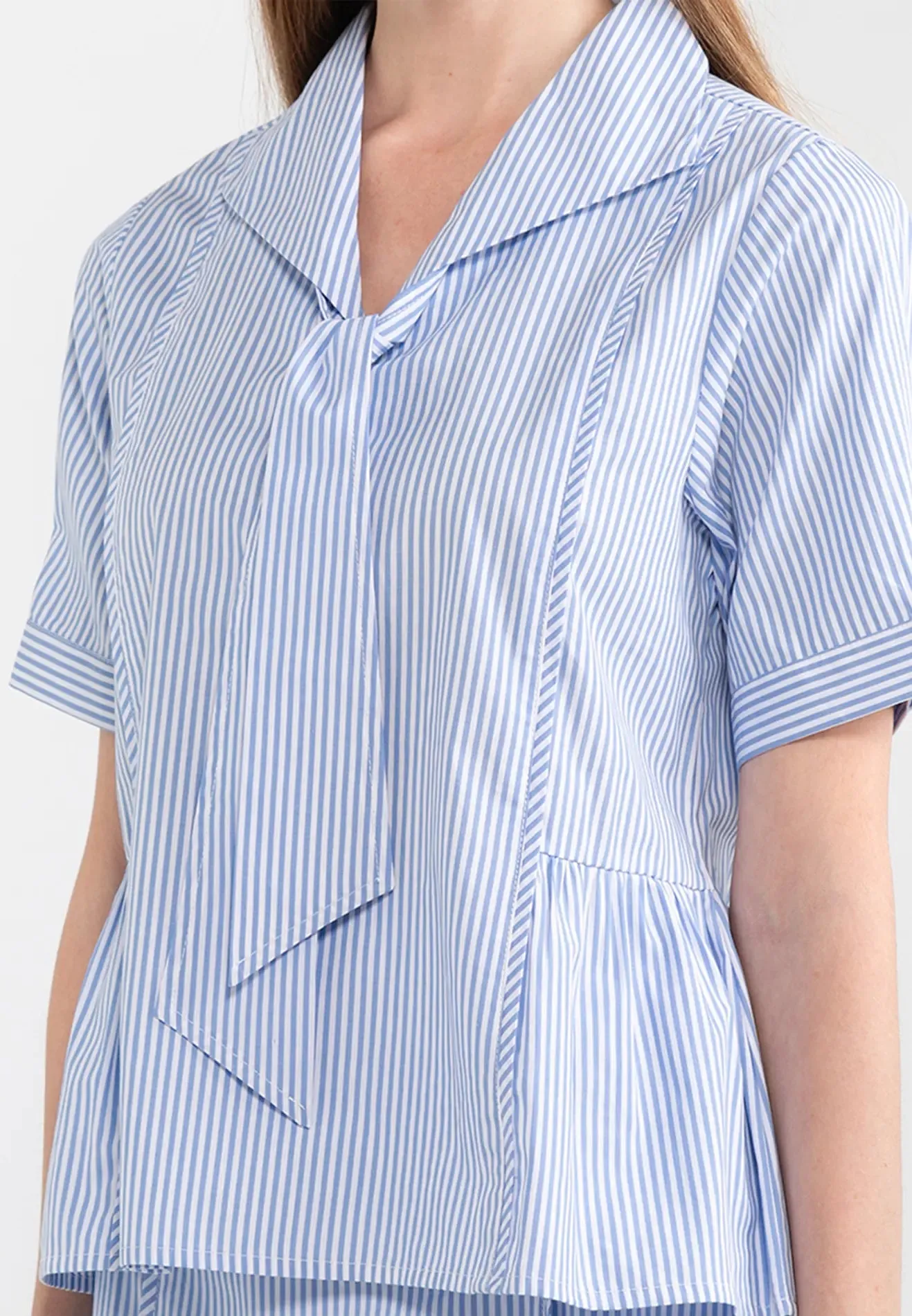 ELLE Apparel Striped Bow-Tie Shirt