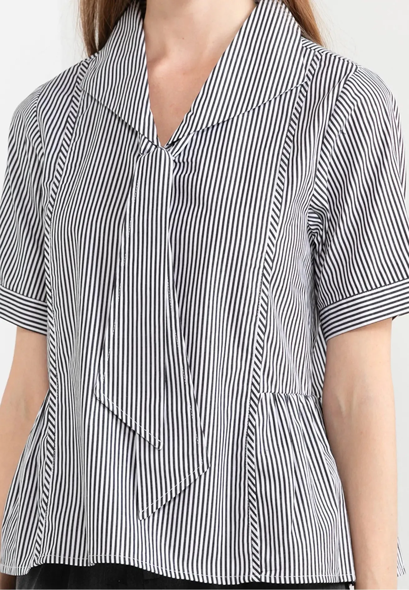 ELLE Apparel Striped Bow-Tie Shirt