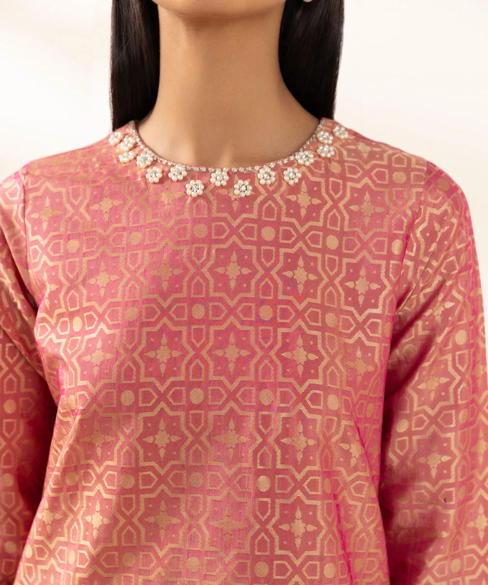 Embellished Flared Jacquard Shirt