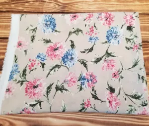 End of BOlt: 2.5 yards of Designer Deadstock Vintage Blue and Pink Florals Rayon Woven- remnant