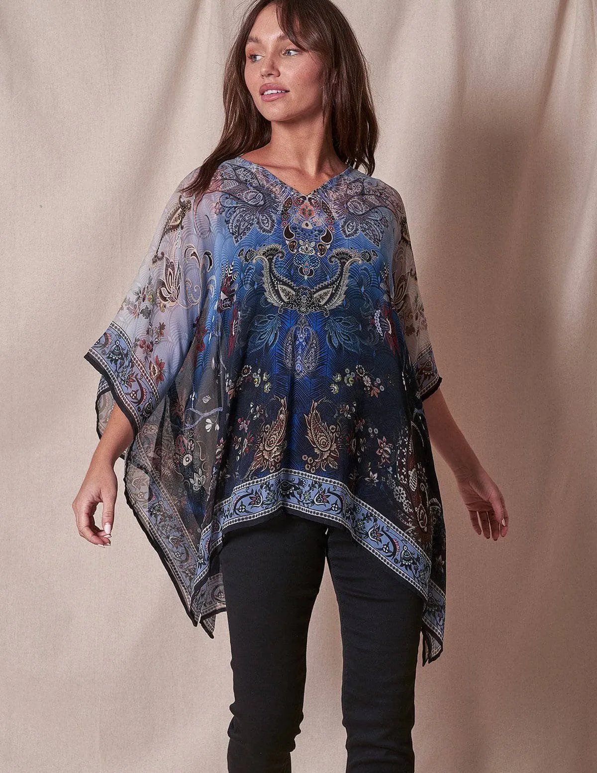 Fair Trade Leilani Flowy Tunic - Blue Shadow