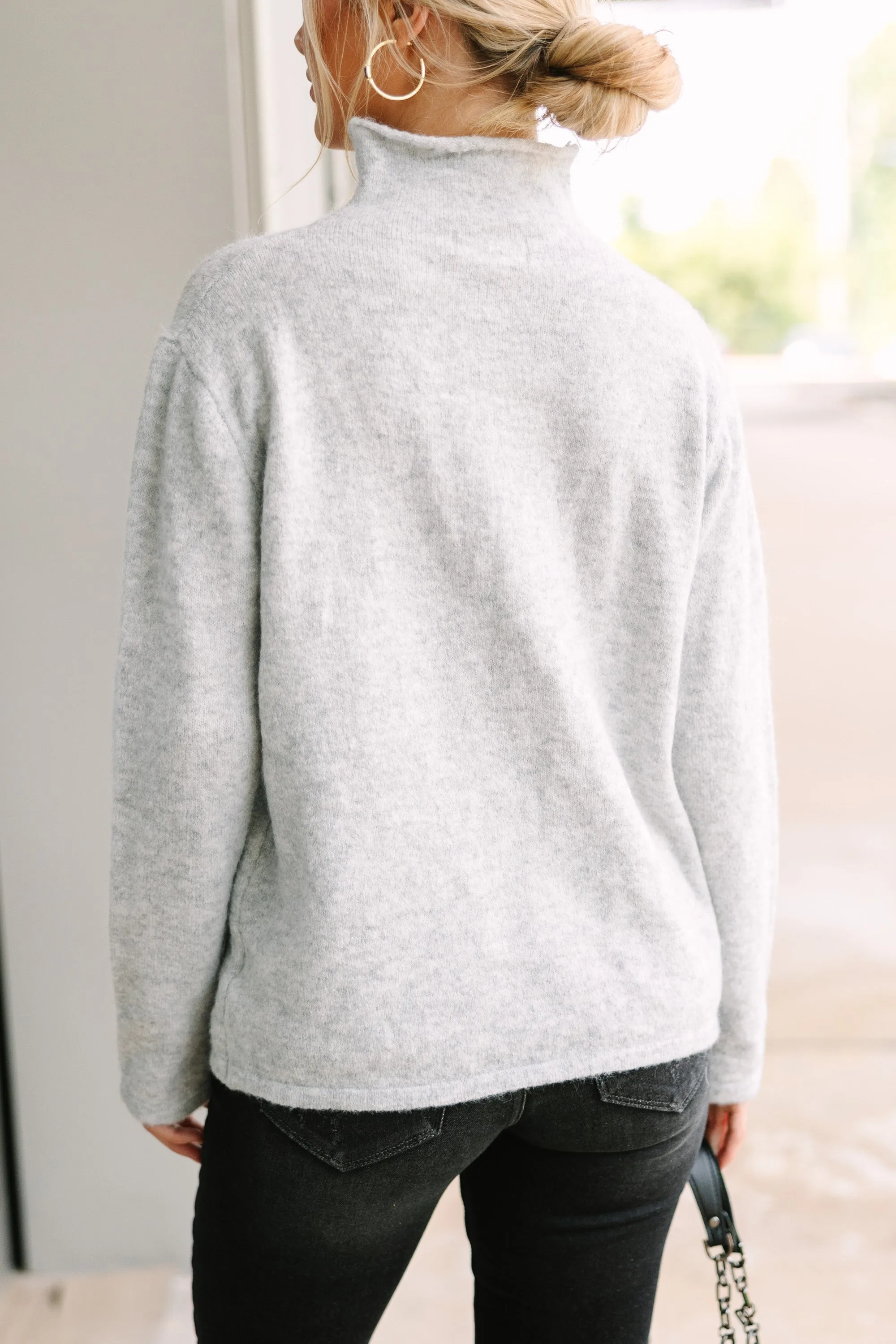 Hear It All Heather Gray Mock Neck Sweater