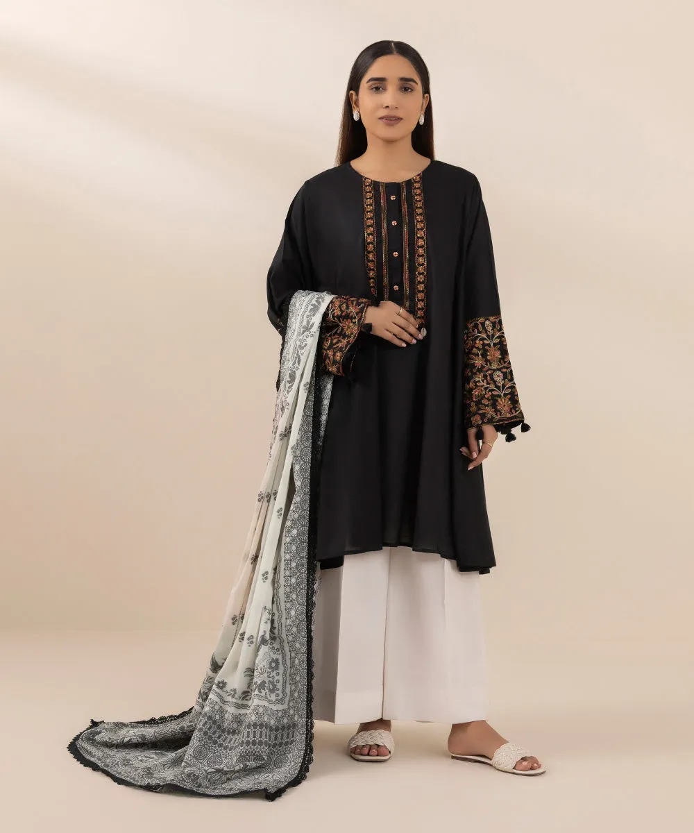 Jacquard Dupatta with Lace