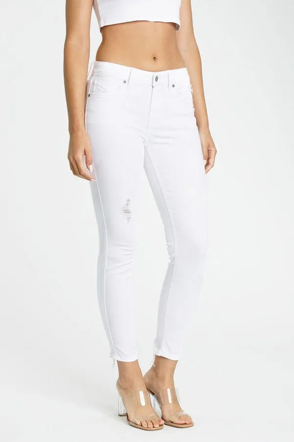 Josie Mid Rise Skinny Jeans, Pearly White