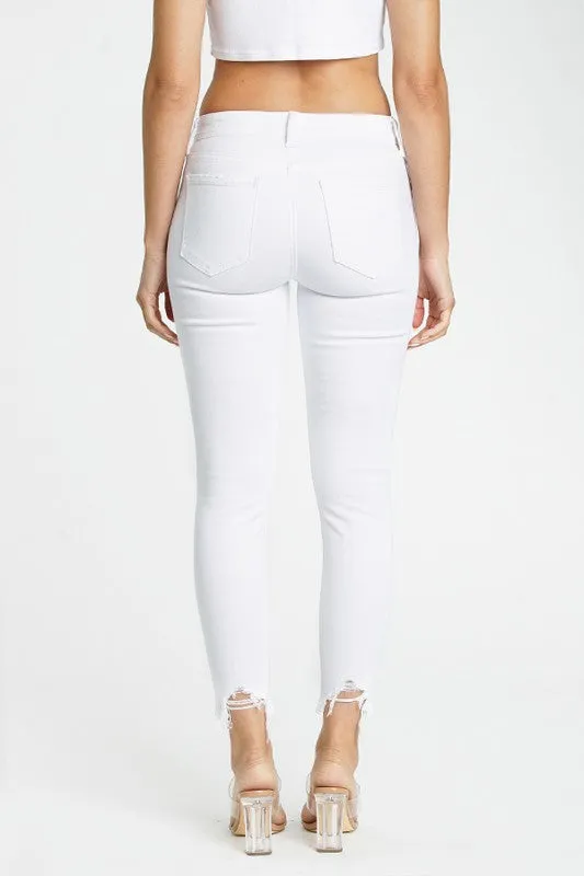 Josie Mid Rise Skinny Jeans, Pearly White