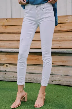 Josie Mid Rise Skinny Jeans, Pearly White