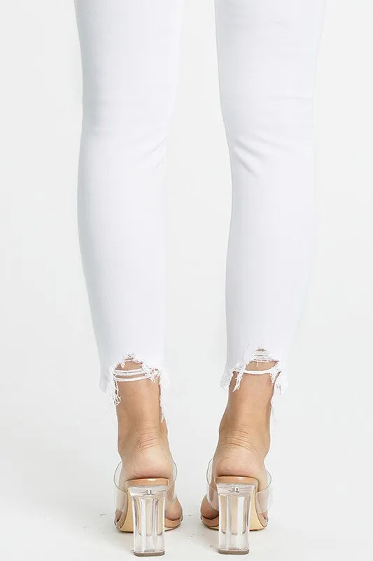 Josie Mid Rise Skinny Jeans, Pearly White