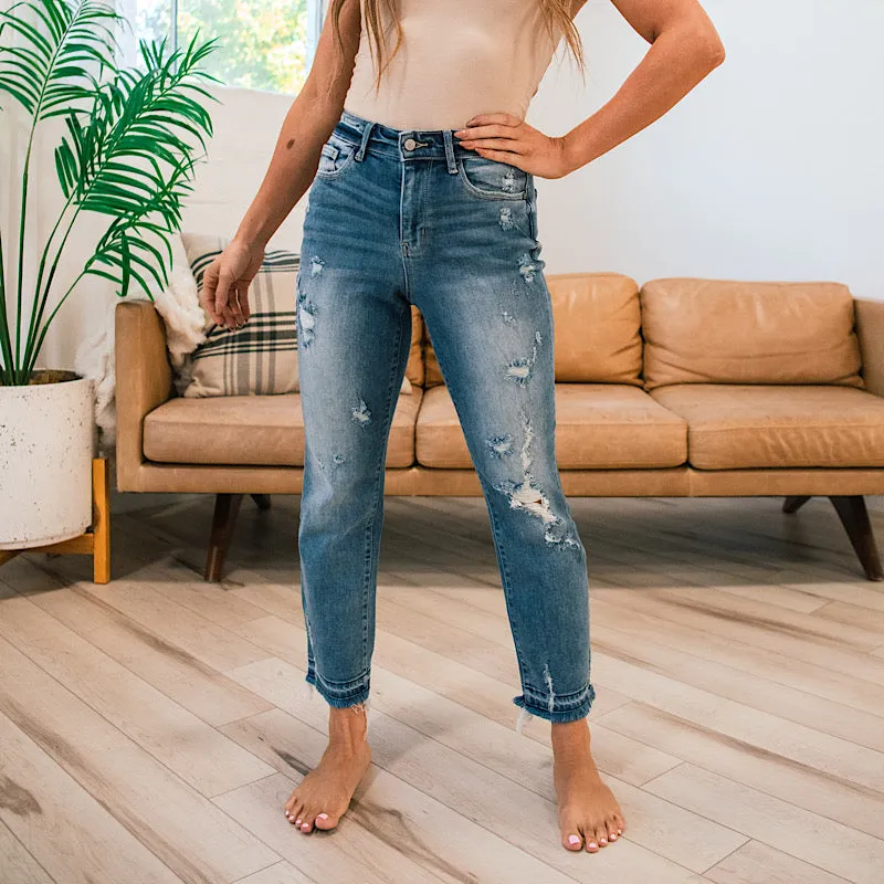 Judy Blue Devri Released Hem Straight Jeans