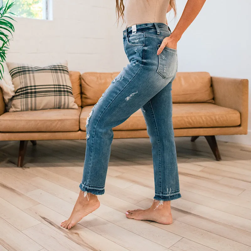 Judy Blue Devri Released Hem Straight Jeans