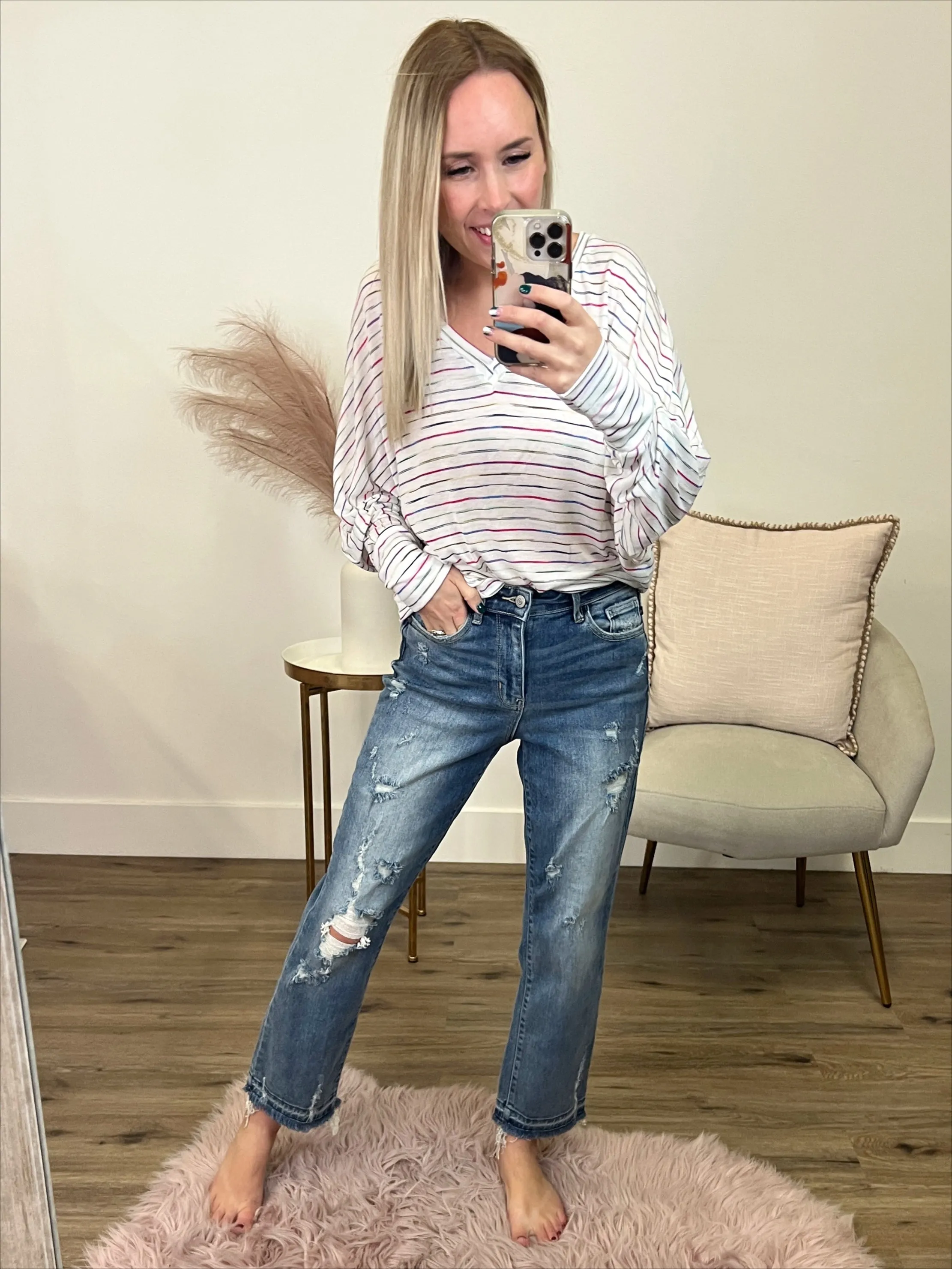 Judy Blue Devri Released Hem Straight Jeans