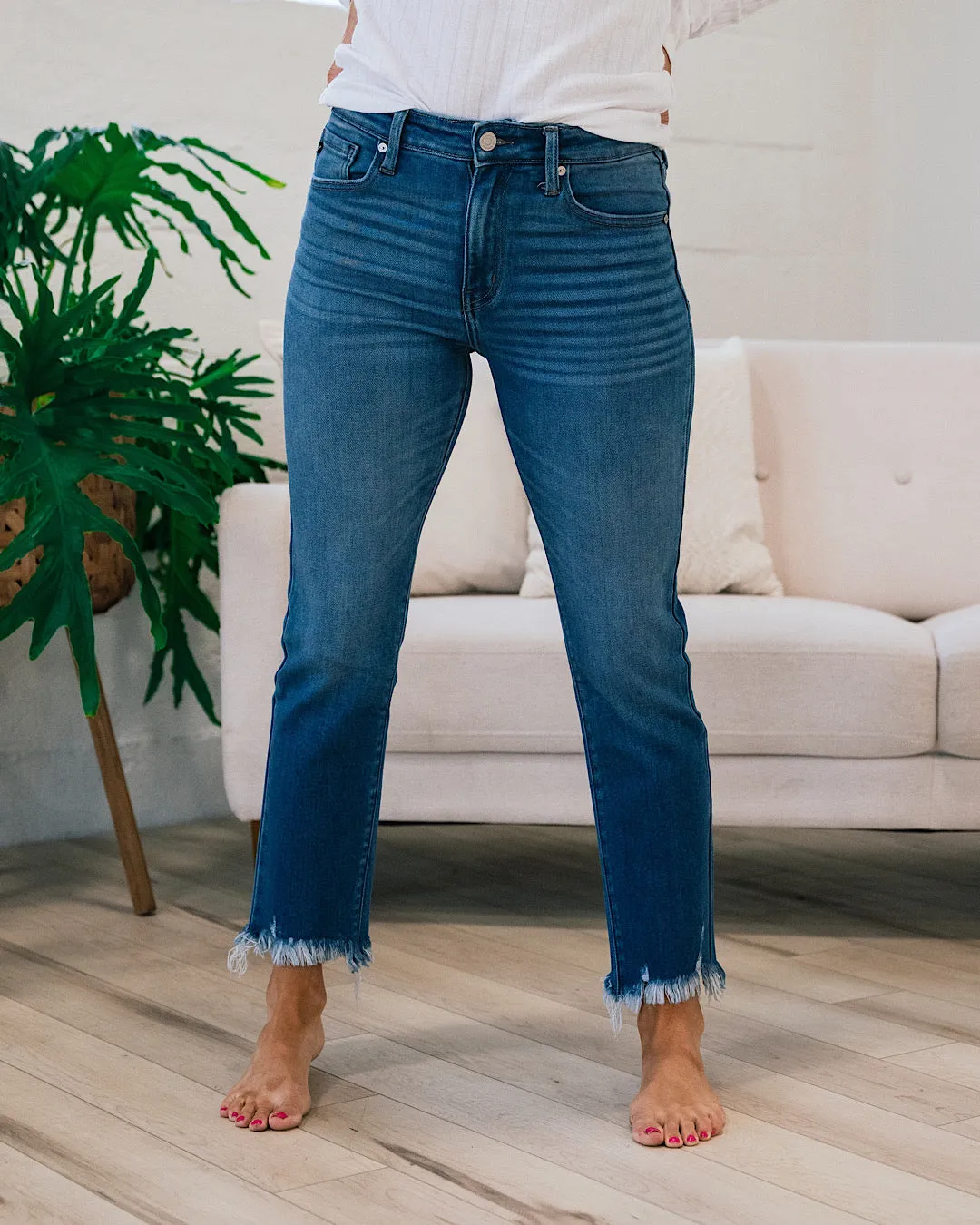 KanCan Susie Fray Hem Straight Jeans