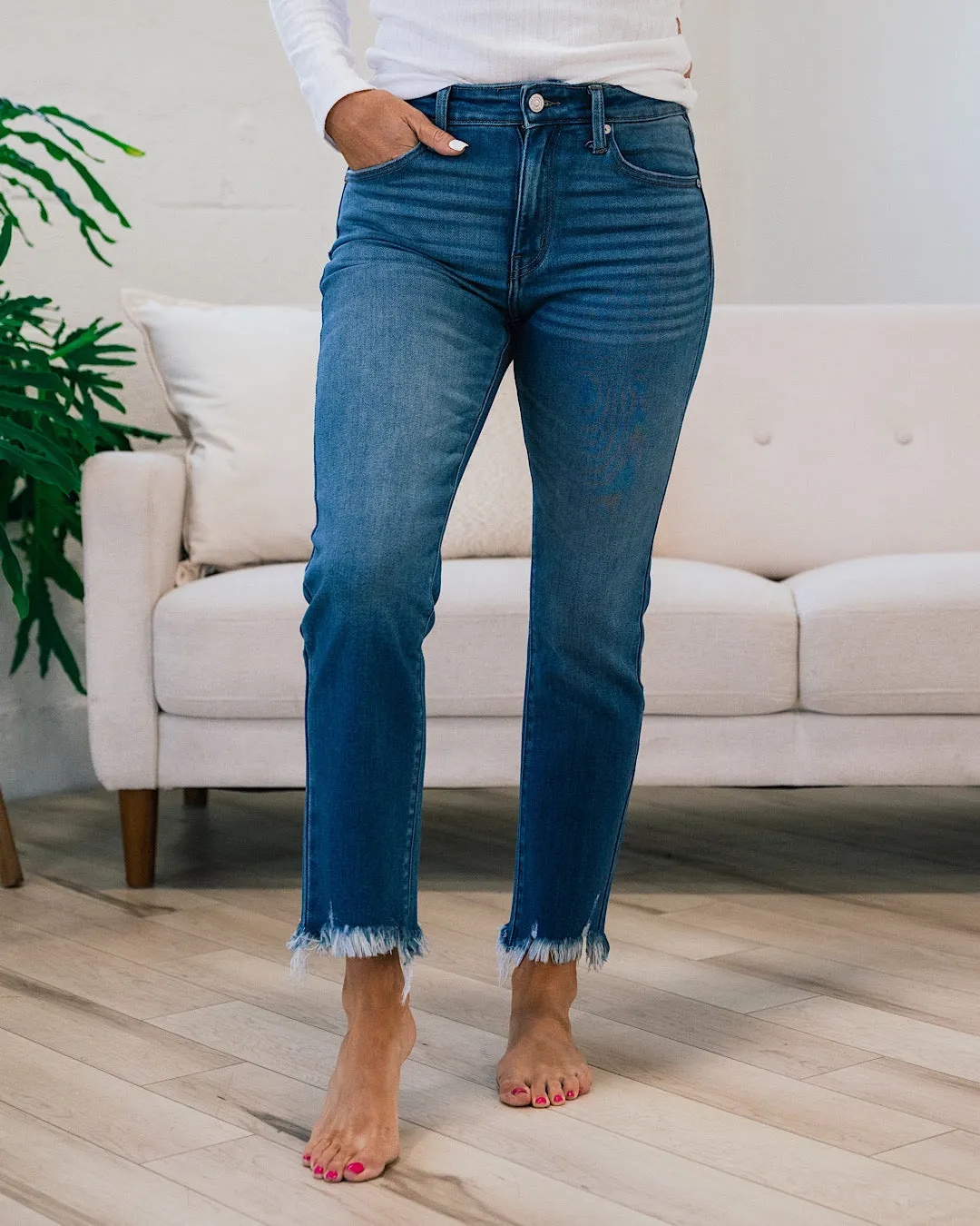 KanCan Susie Fray Hem Straight Jeans