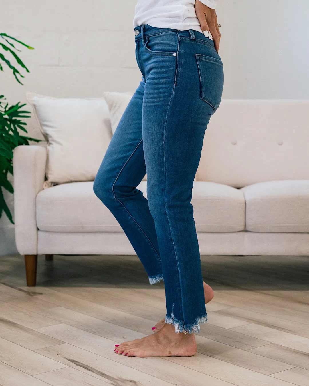 KanCan Susie Fray Hem Straight Jeans