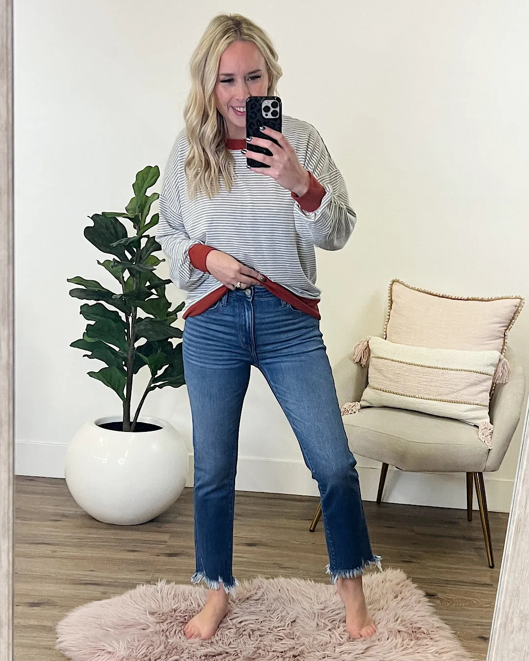 KanCan Susie Fray Hem Straight Jeans