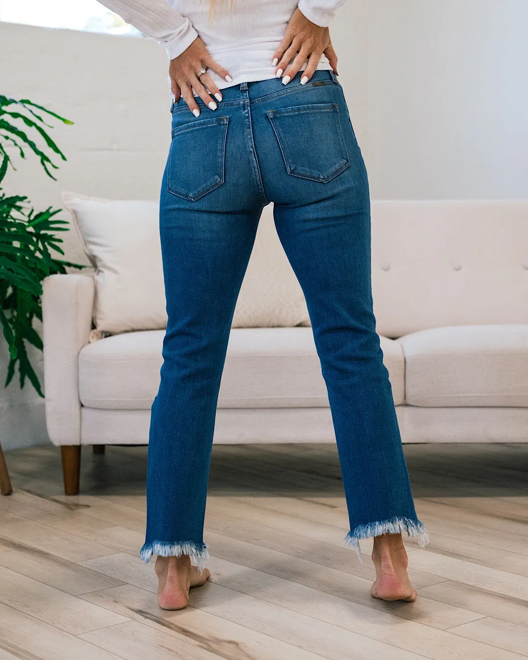 KanCan Susie Fray Hem Straight Jeans