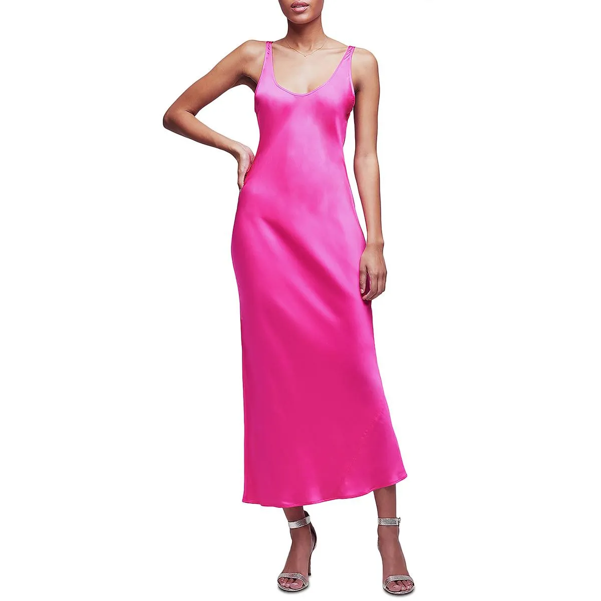 L'Agence Womens Shimmer Maxi Slip Dress