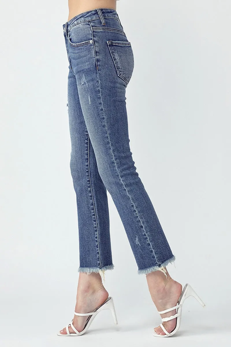 Medium MR Raw Hem Straight Jeans