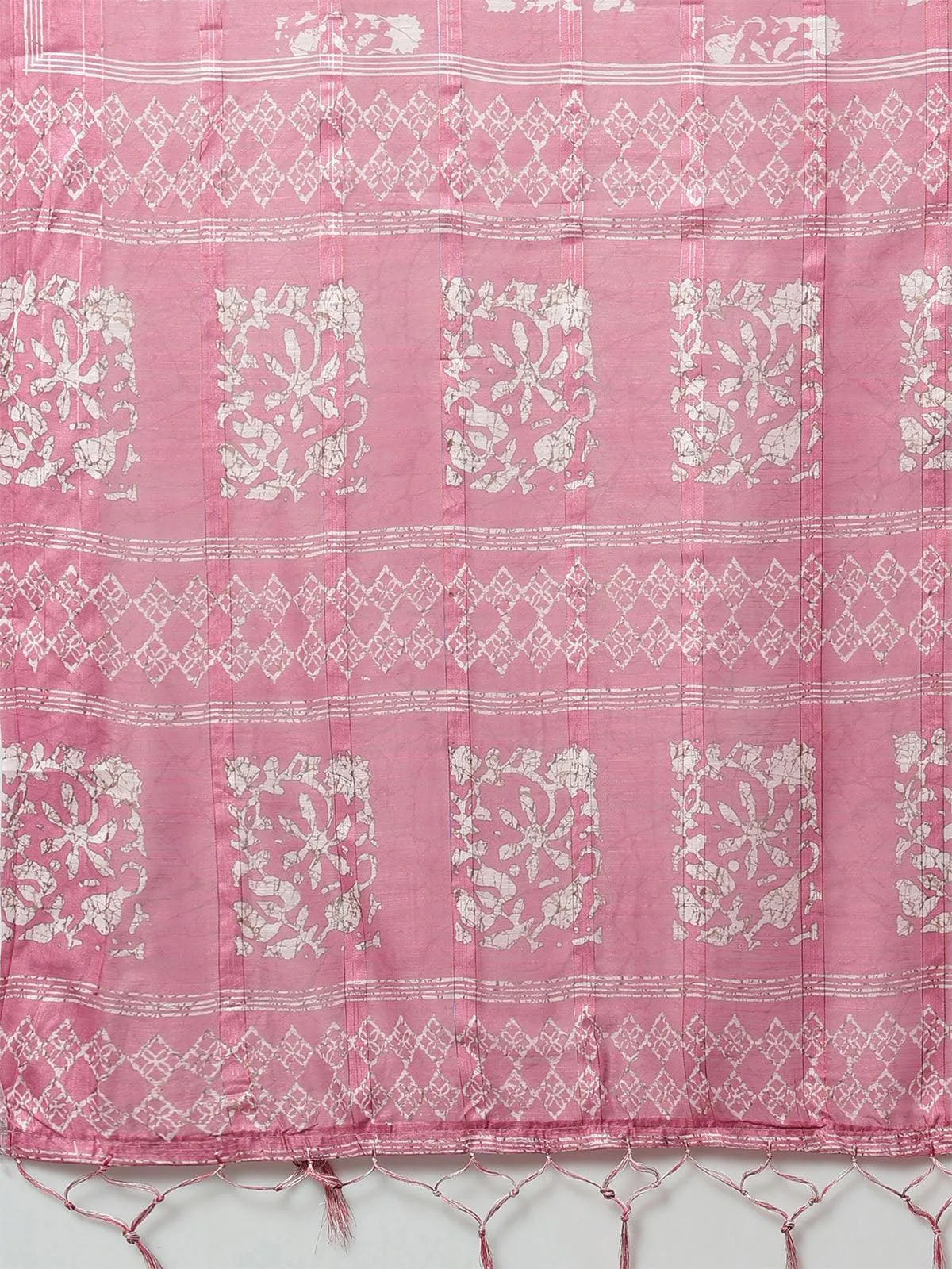 Odette Women Soft Silk Pink Printed Designer Saree With Blouse Piece