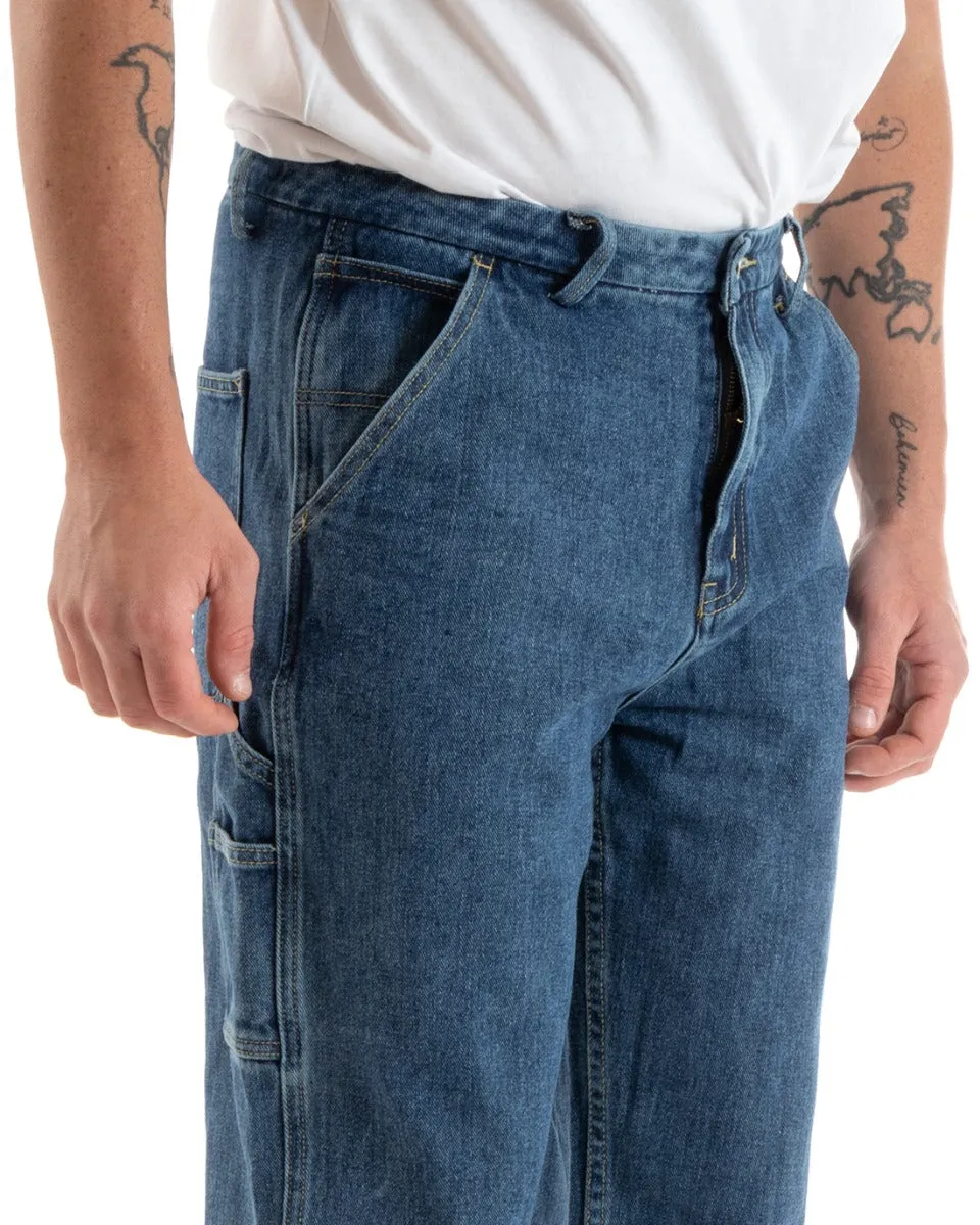 Pantaloni Jeans Uomo Wide Leg Denim Basic Cinque Tasche Casual GIOSAL-P5729A