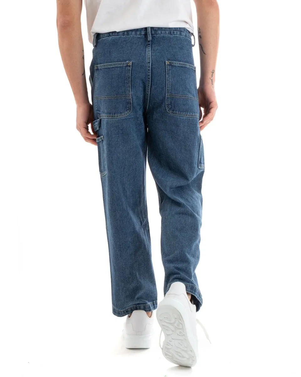 Pantaloni Jeans Uomo Wide Leg Denim Basic Cinque Tasche Casual GIOSAL-P5729A