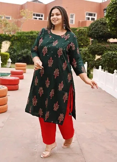 Plus Size Green Work Kurti for women