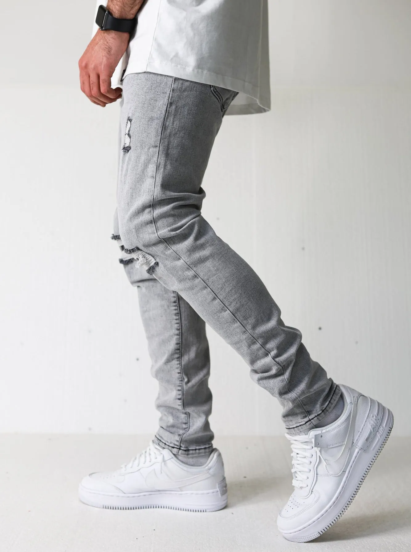 Premium Distressed Grey Jeans