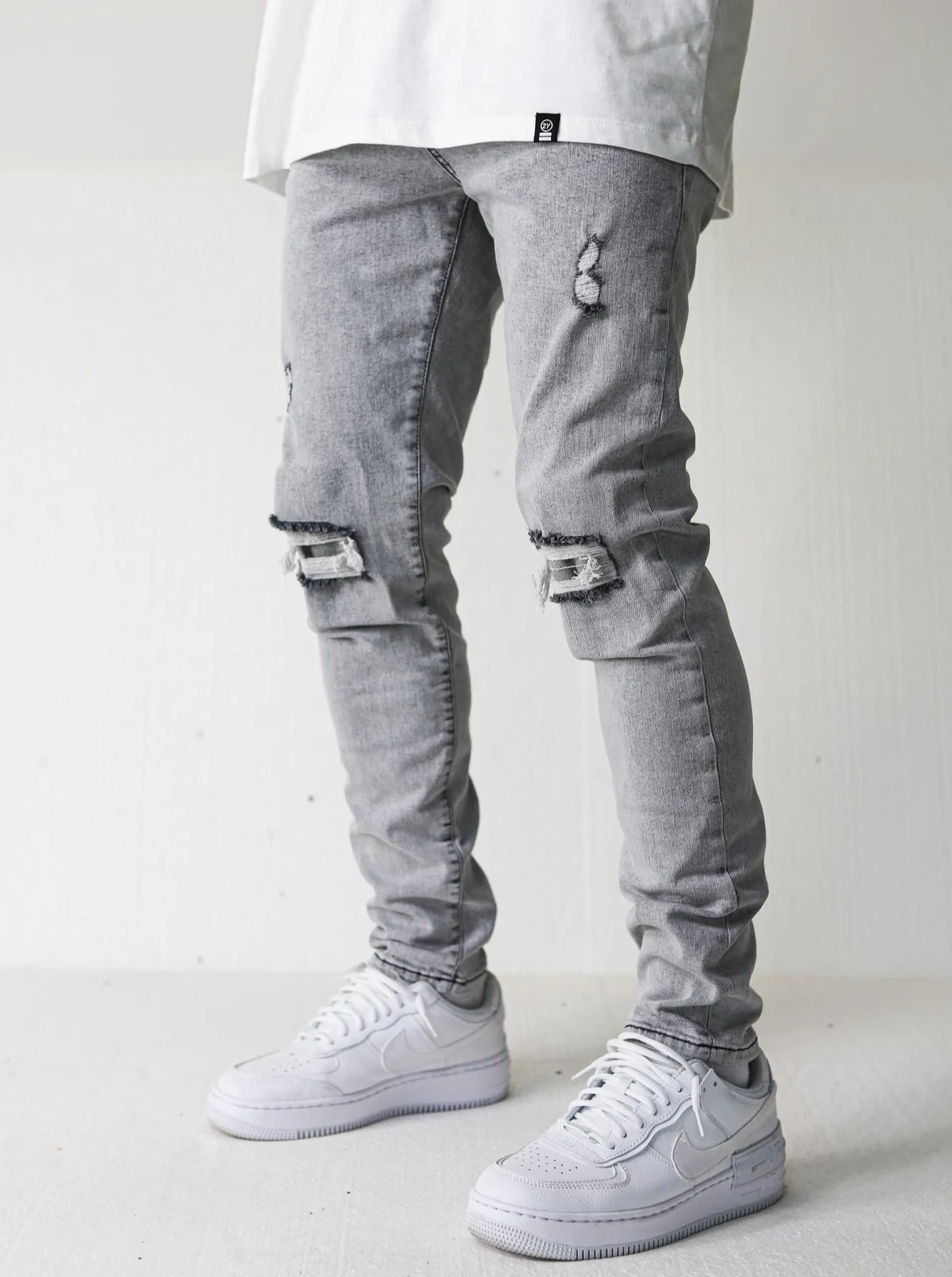 Premium Distressed Grey Jeans