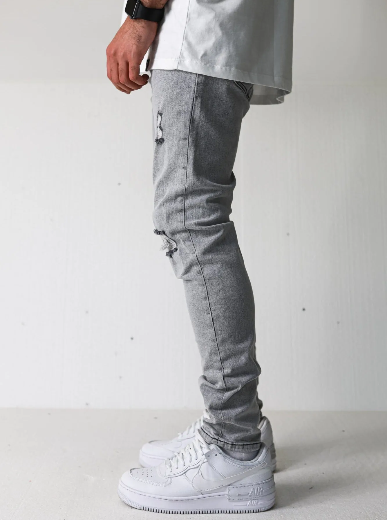 Premium Distressed Grey Jeans