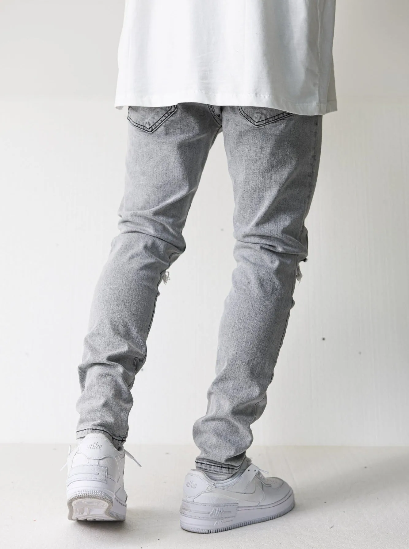 Premium Distressed Grey Jeans