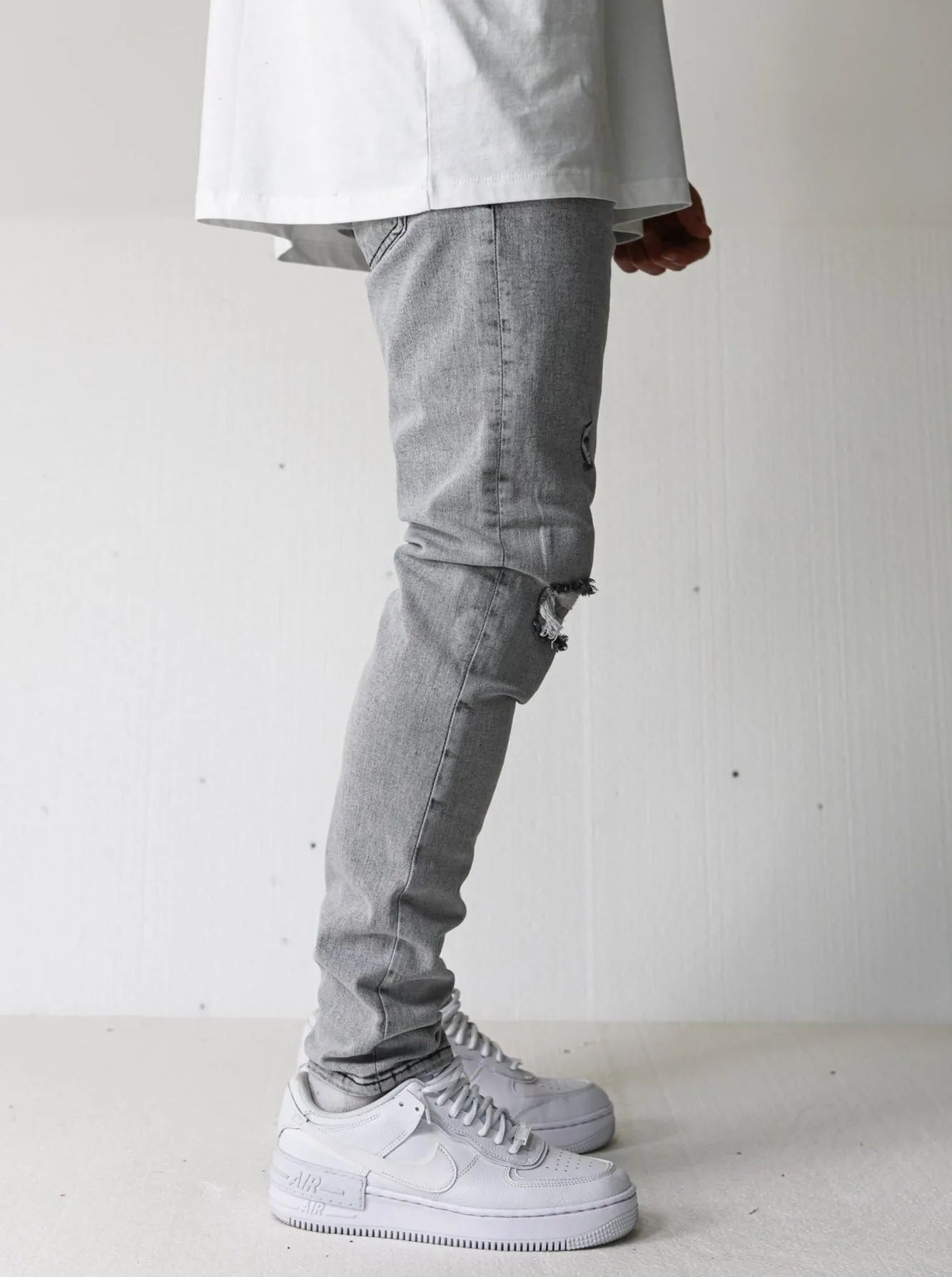 Premium Distressed Grey Jeans