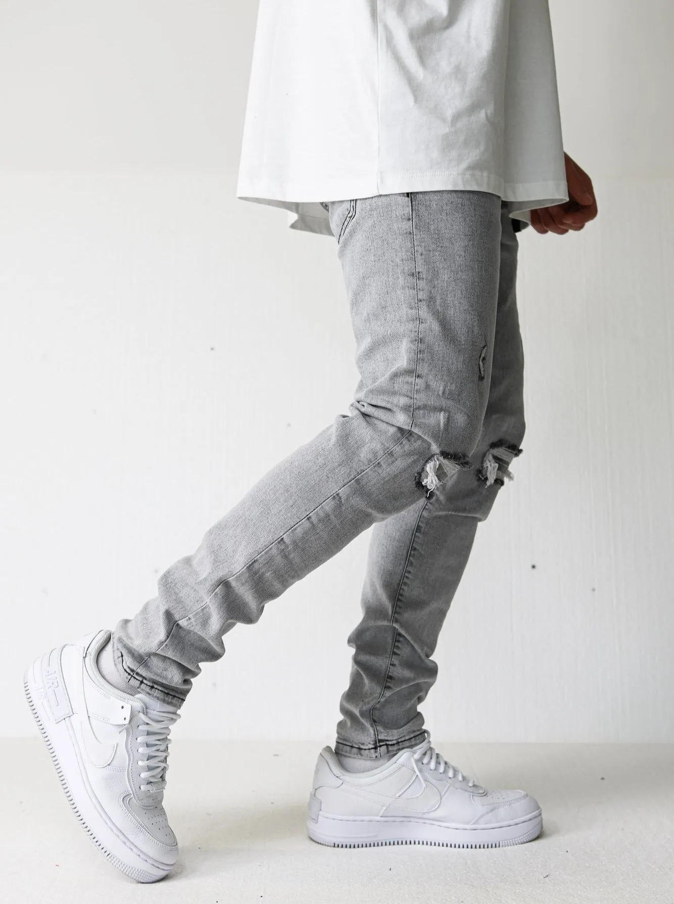 Premium Distressed Grey Jeans