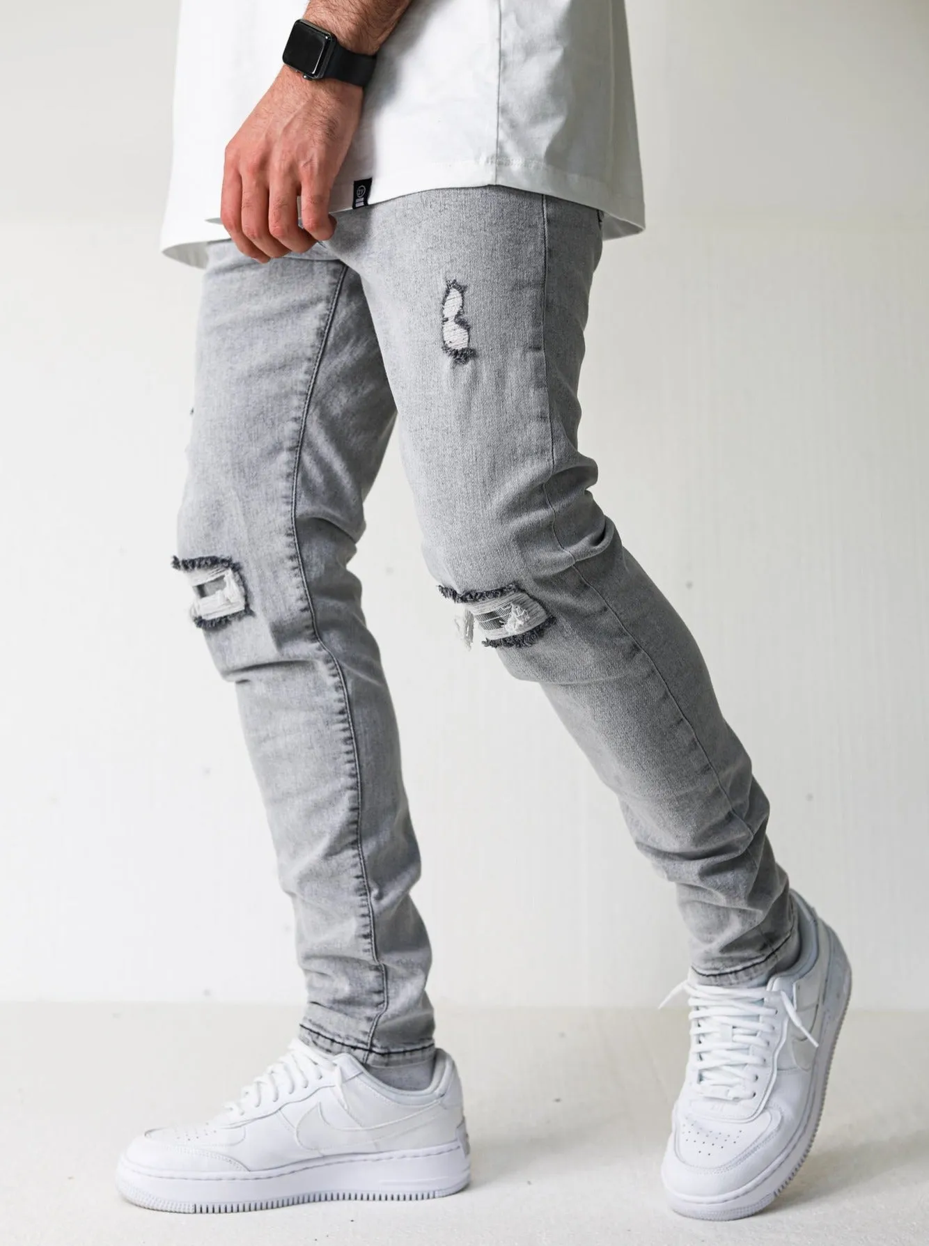 Premium Distressed Grey Jeans