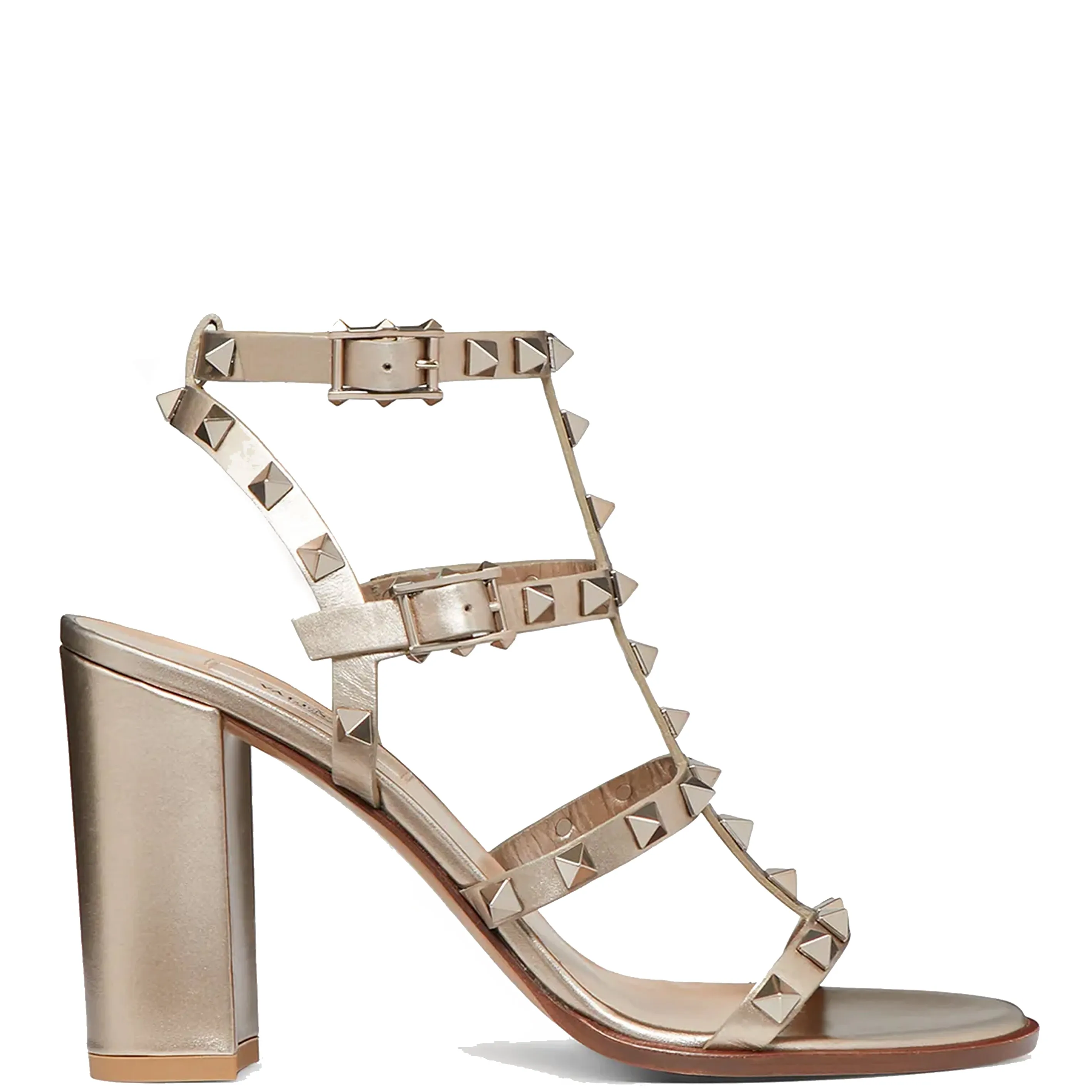 Rockstud Gladiator Block 90 Nappa, Metallic Skin