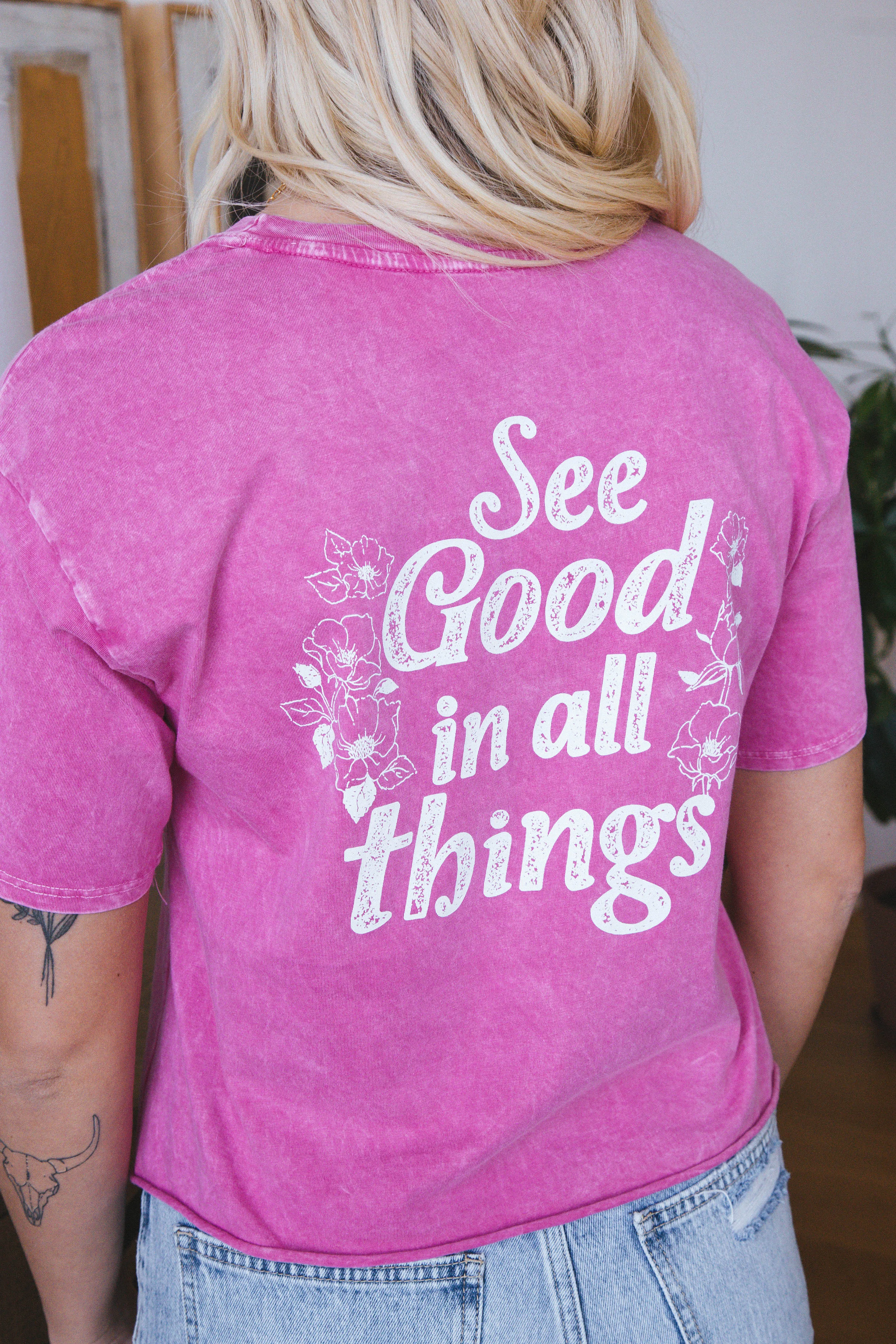 See Good In All Things Graphic Tee, Fuchsia