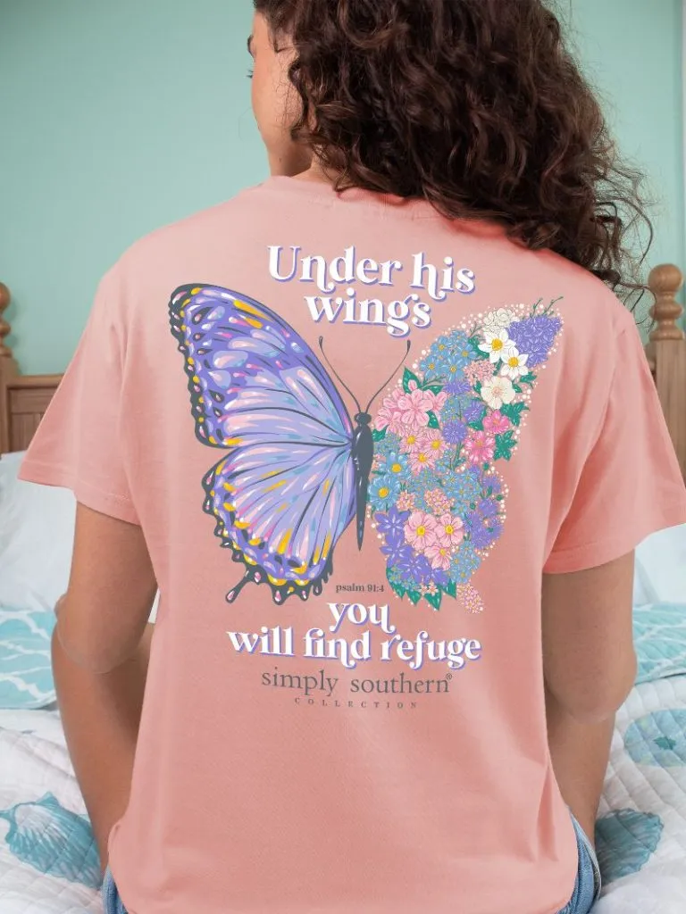 Simply Southern 'Under His Wings' Butterfly Tee in Adult and Youth