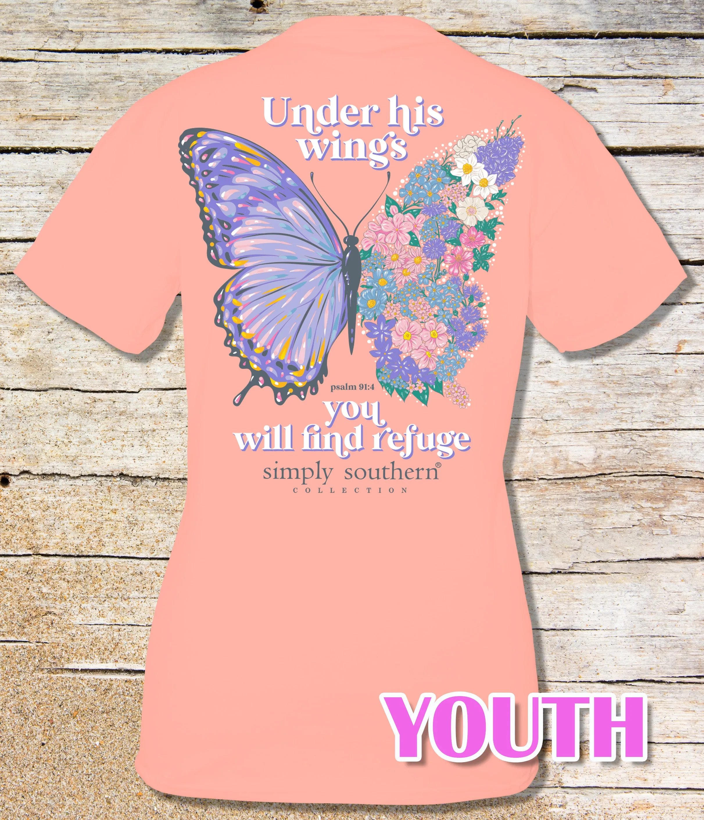 Simply Southern 'Under His Wings' Butterfly Tee in Adult and Youth